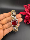 Moissanite Kundan, Crystal, CZ Adjustable Gold Polish Bracelet, Kids Bracelet fits 2.4"