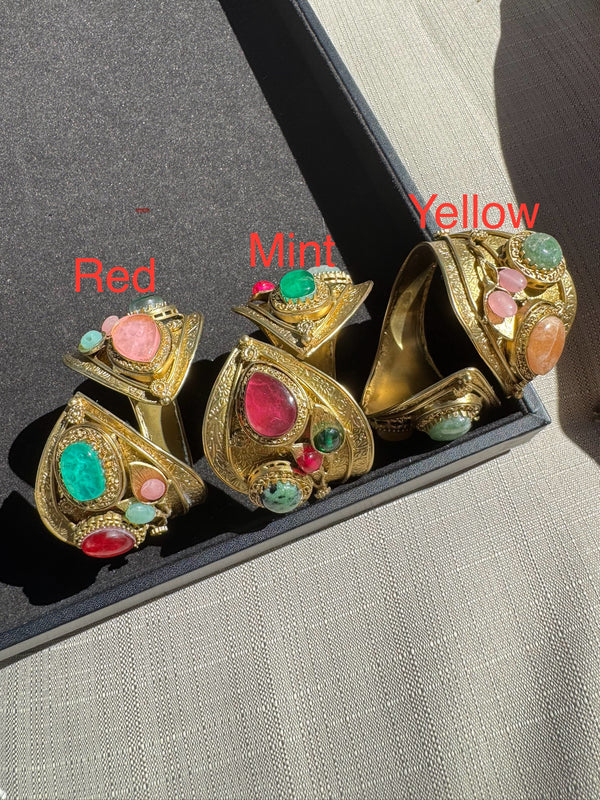 Amrapali,gold plated with stones Covered Cuff Banglebracelet (Fits 2.6" upto wrists sizes)