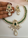Kundan, Moissanite, MOP, CZ Flexible Gold necklace set, Indian Bridal Jewelry