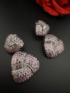 Premium Nano Setting Cubic Zirconia, Lavender Crystal stones in Unique setting is Victorian stylish designer Inspired Statement long earring