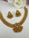 Rajwadi Gold necklace set with earrings, in kundan, Indian Bridal Jewelry set