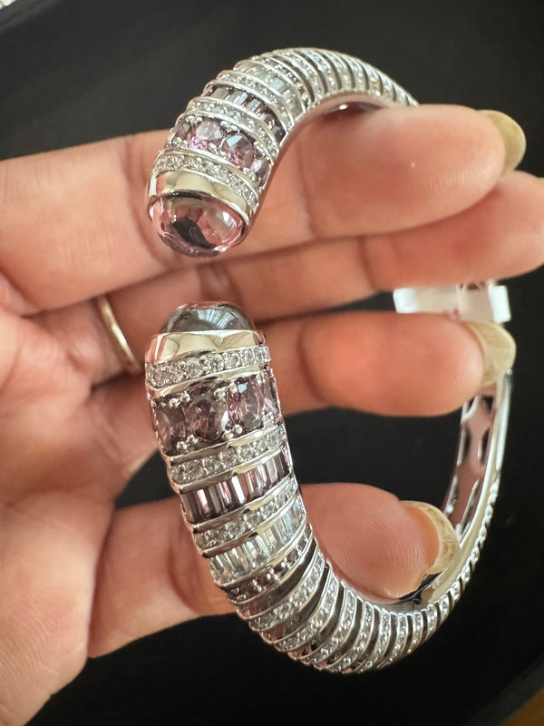 Openable Cuff bracelet with Stones, American Diamonds, crystal stones, CZ, Fits size upto 2.6"