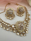 Kundan, Moissanite, MOP, CZ Flexible Gold necklace set, Indian Bridal Jewelry