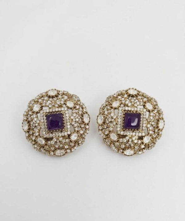 Kundan, Doublet stone, cubic zirconia Big Stud Earrings, designer Inspired, Indian jewelry