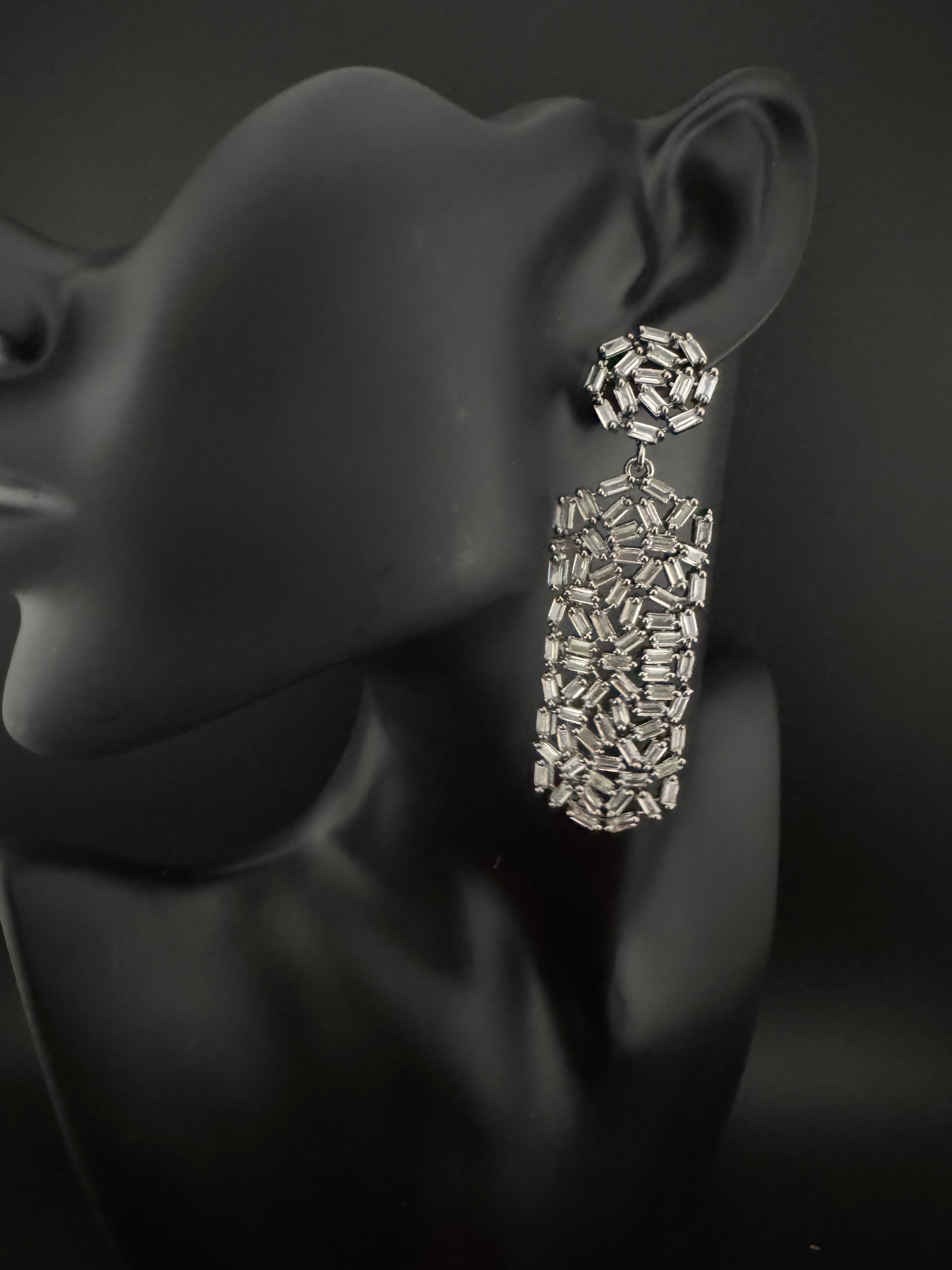 Premium Cubic Zirconia Chandelier Long earrings is designer Inspired, Statement Long earring, Bridal, Party, Wedding jewelry, Shiny