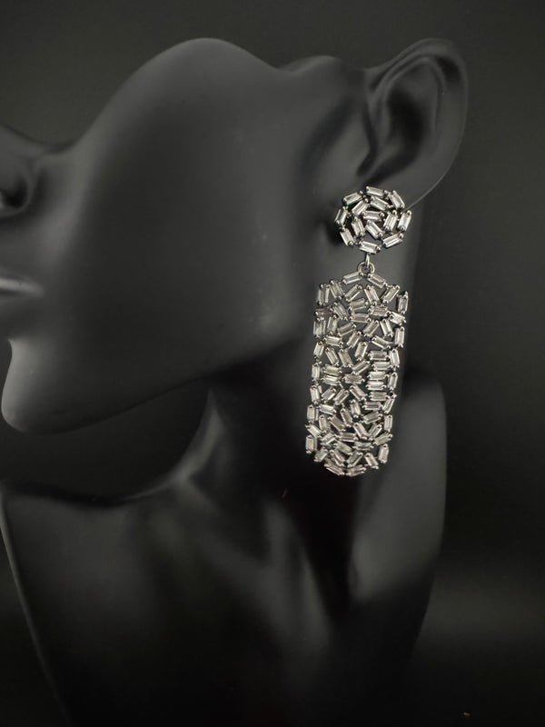 Premium Cubic Zirconia Chandelier Long earrings is designer Inspired, Statement Long earring, Bridal, Party, Wedding jewelry, Shiny