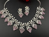 CZ Diamond Statement sleek Necklace Set, White Gold Plated Choker, 3D nature inspired
