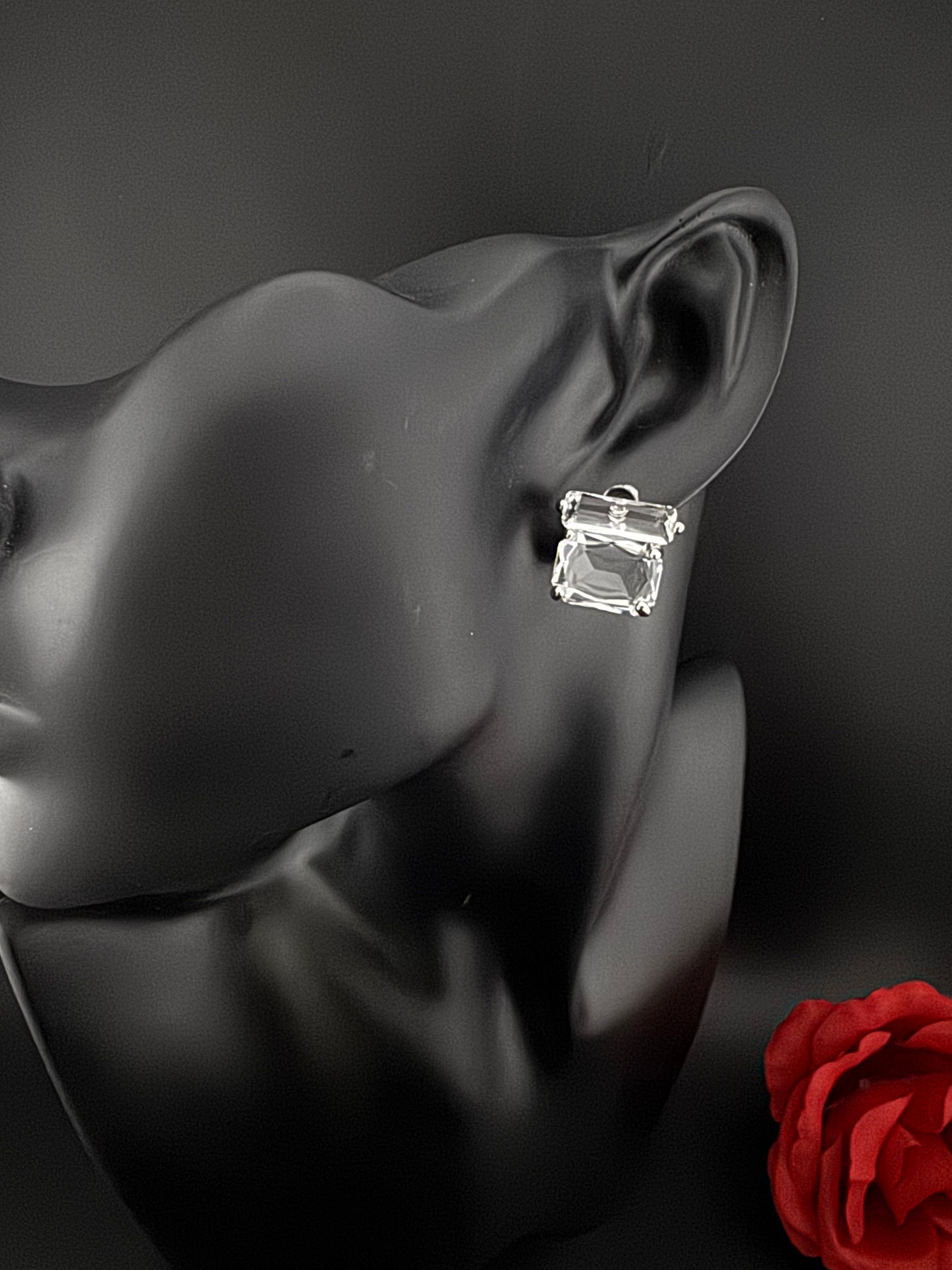 Premium designer Studs earring with clear glass stones, stylish, Statement Jewelry, jewelry for all ages, best for Bridesmaid Gift