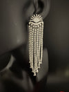 Premium Cubic Zirconia Chandelier extra long earrings, sun style long CZ tassel, Statement Long earring, Bridal, Party, Wedding jewelry