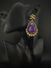 Kundan, CZ, Gold, Doublet Stone Chandelier Long Drop Earrings, Moissanite, CZ, Designer jewelry