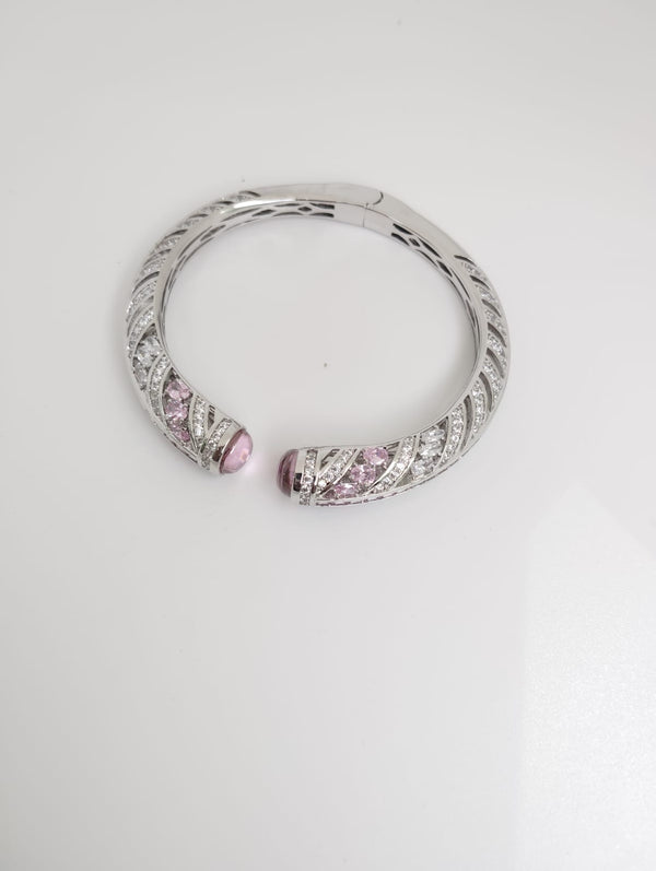 Openable Cuff bracelet with Stones, American Diamonds, crystal stones, CZ, Fits size upto 2.6"