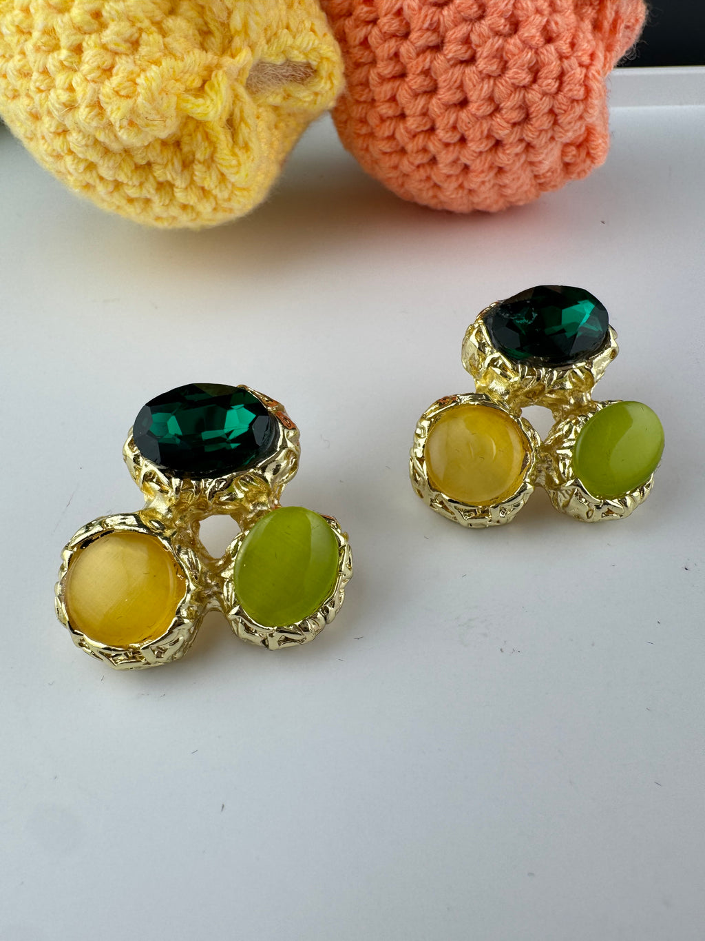 High Quality Premium Stones, CZ, Glass Crystals in gold is Swarovski inspired designer stud earrings/Big size Stud earrings/Statement stud