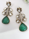 Designer inspired, Doublet stone uncut kundan and CZ chandbali Drop earrings, Indian Jewelry