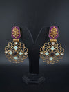 Antique Gold, Enamel, Stones Chandbali Dangle Earrings, Amrapali inspired Designer jewelry