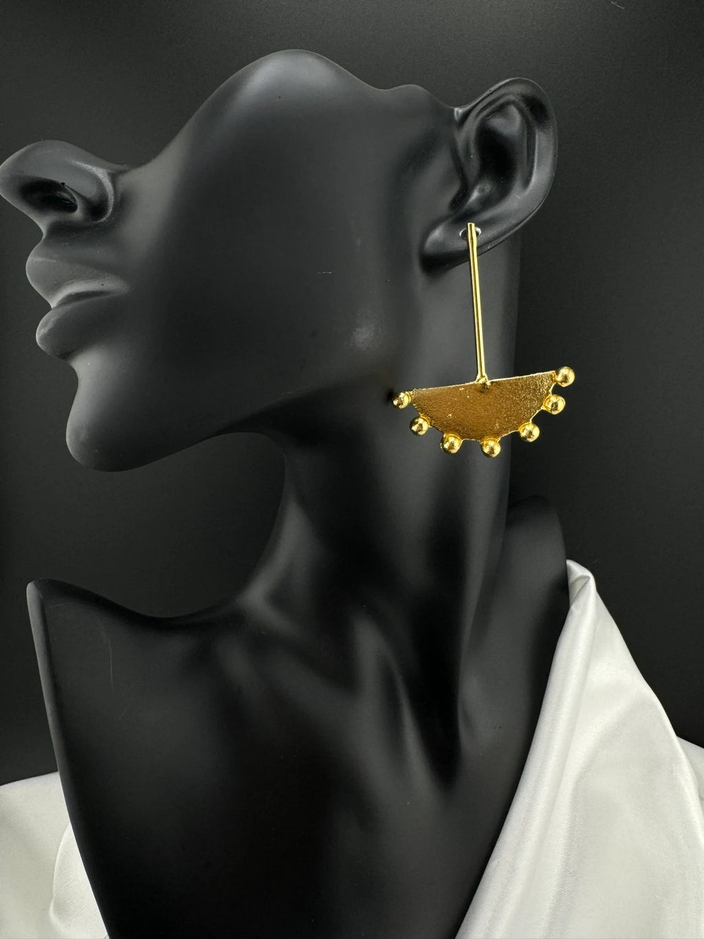 Matt Gold Statement Long earrings in unique sleek design