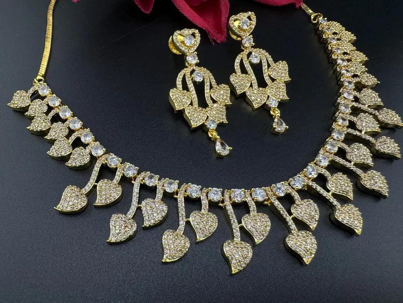 Premium Quality American Diamond, Cubic Zirconia Gold Necklace set