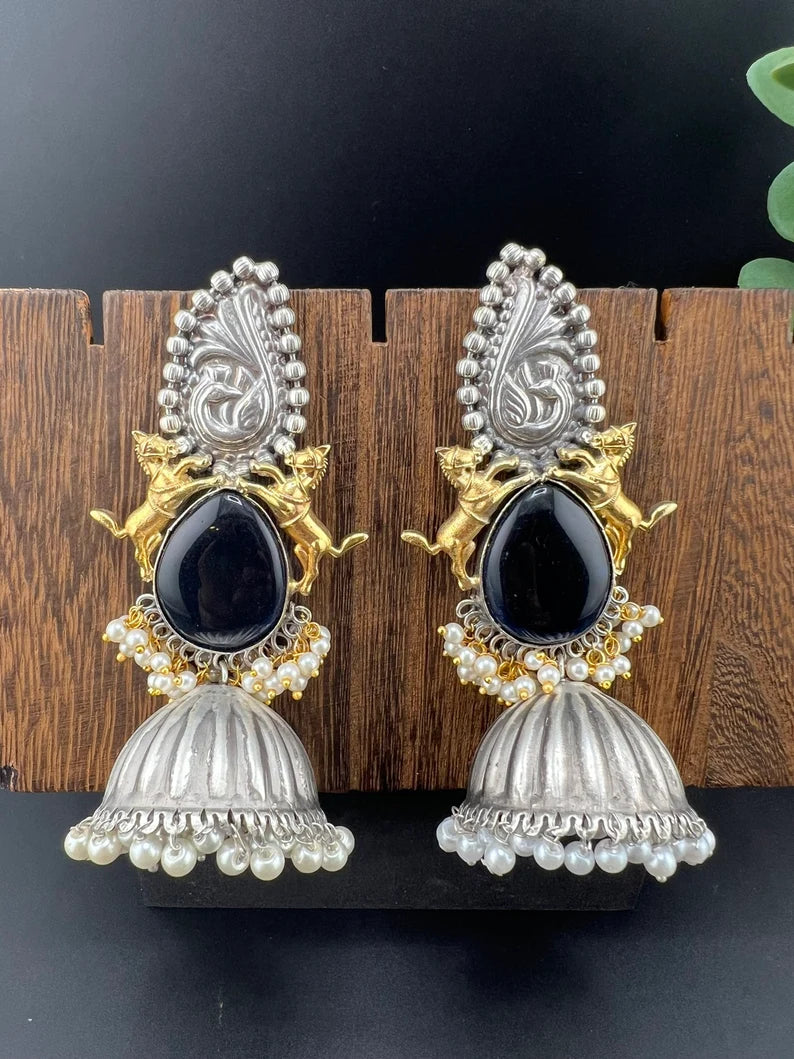 Oxidized German Silver Premium Long Jhumka