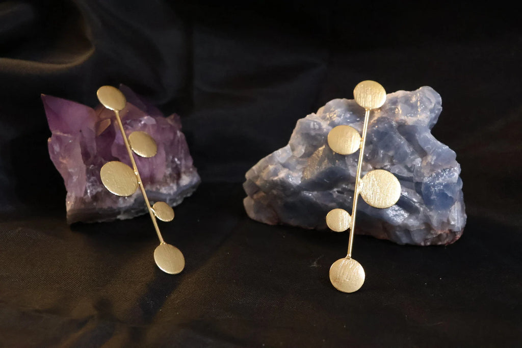 Matt Gold Long earrings in unique drop design