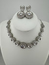 Premium American Diamond, Cubic Zirconia, Silver Polish, High Shine Sleek Necklace set with long earrings
