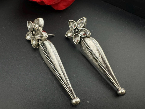 German silver oxidized silver everyday earrings/Oxidized silver earring/Statement Earrings