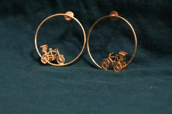 Rickshaw in Hoop Premium Matt Gold unique statement earrings