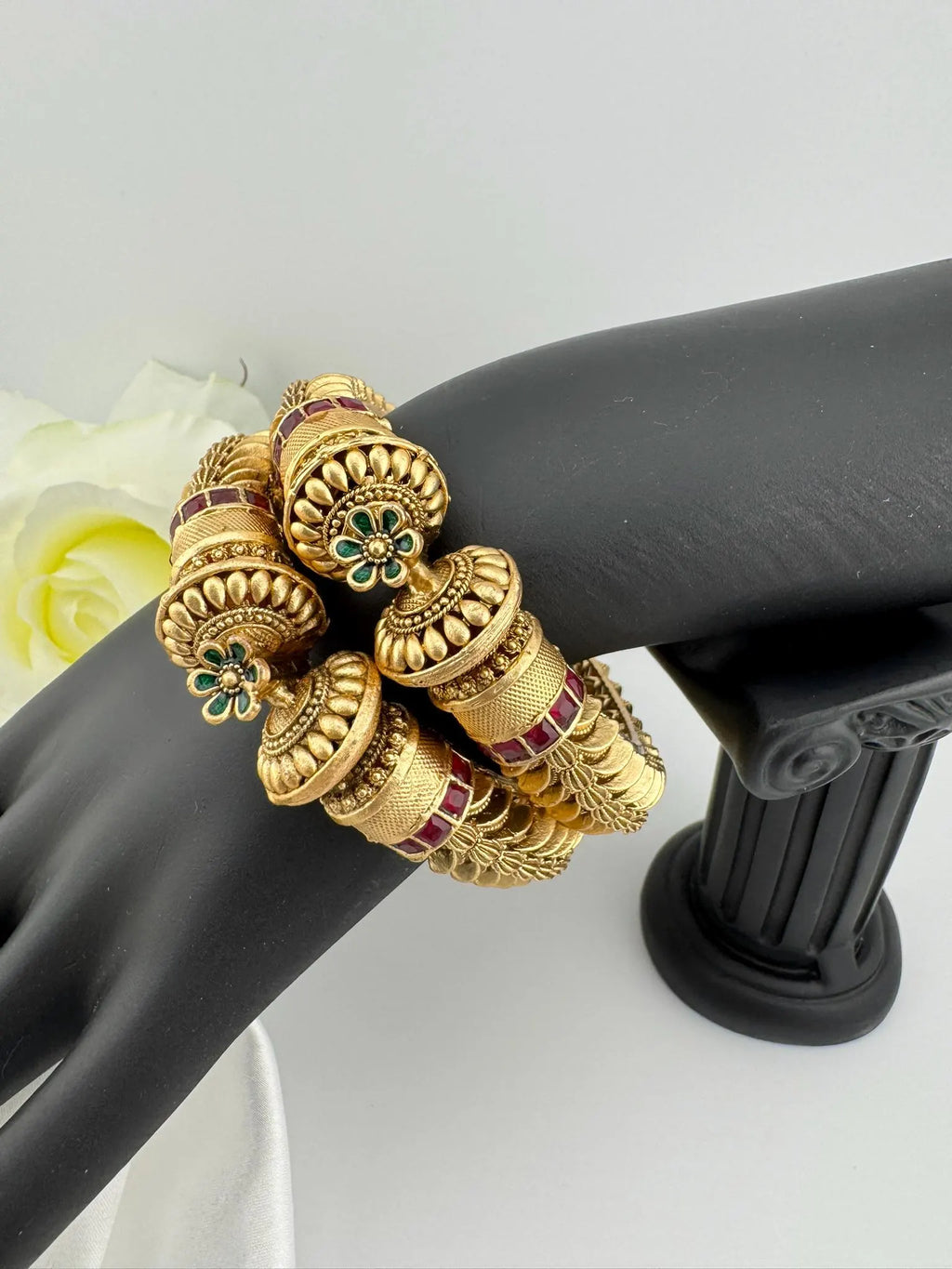 Amrapali inspired Designer Openable bangles in Matt Gold set of 2