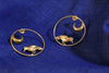 Matt Gold unique Hoop earrings in unique Moon andBird design