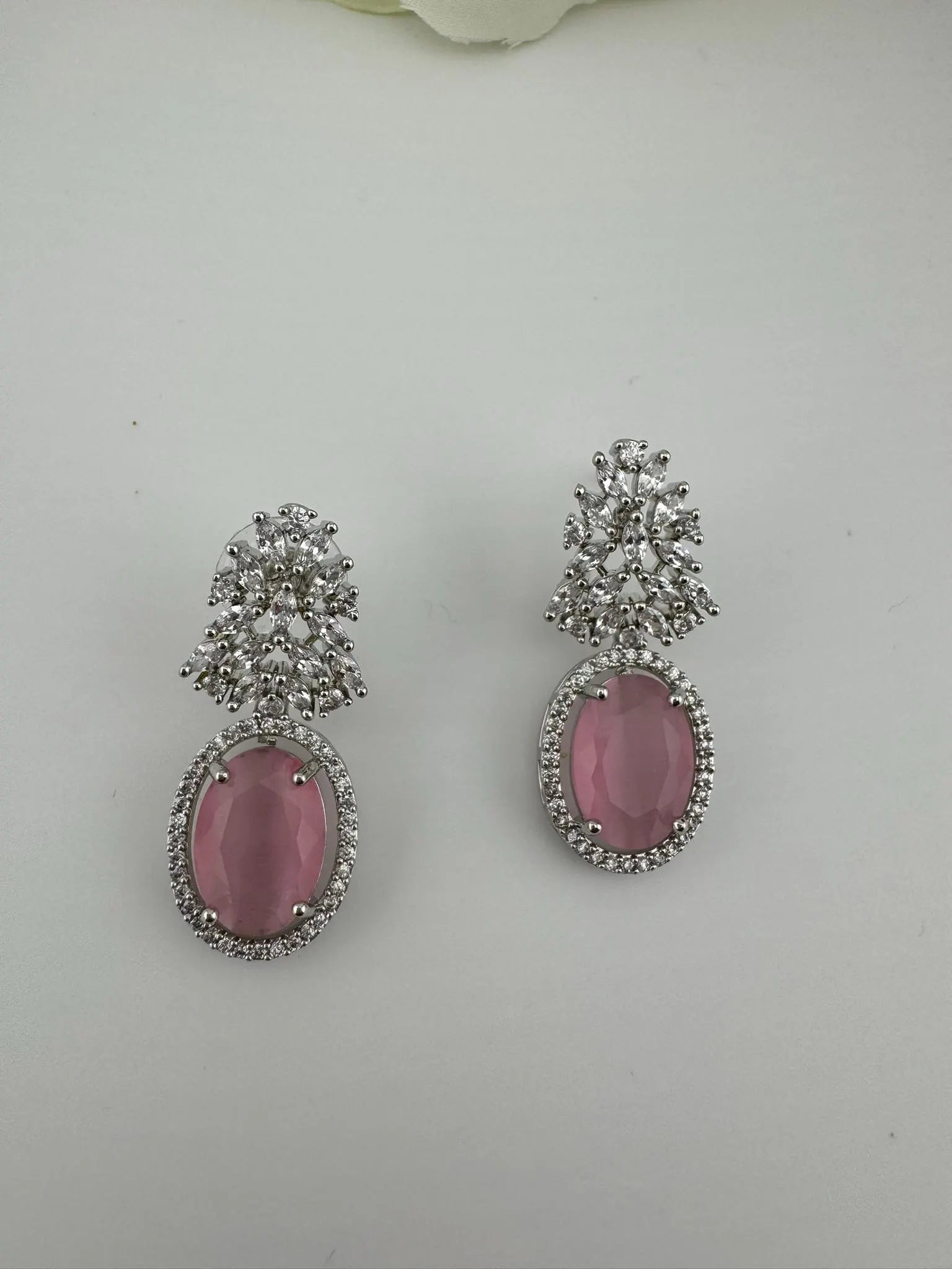 Premium Cubic Zirconia and Crystal stones in silver color earrings