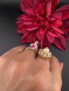 3D Premium 2 Finger Ring in kundan, Italian Mina(Enamel)/Adjustable Finger Ring/Indian Jewelry/Bollywood Jewelry/Indian Wedding jewelry