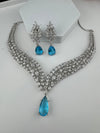 CZ Diamond Statement Necklace Set, White Gold Plated Choker