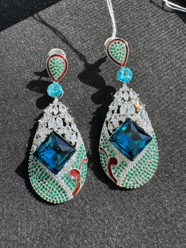 Swarovski inspired Crystal, cubic zirconia, diamonddangle earrings, Indian Jewelry