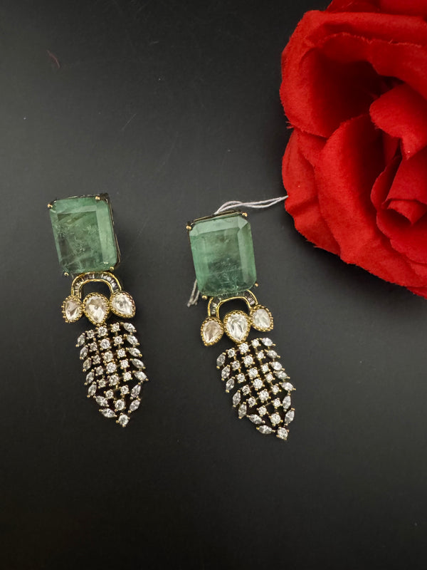 Cubic Zirconia, Kundan, Doublet Stone Chandelier Drop Earrings, Moissanite, CZ, Designer jewelry