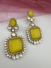 Gold with Yellow Doublet stone, kundan, cubic zirconia chandbali Drop earrings, Indian Jewelry