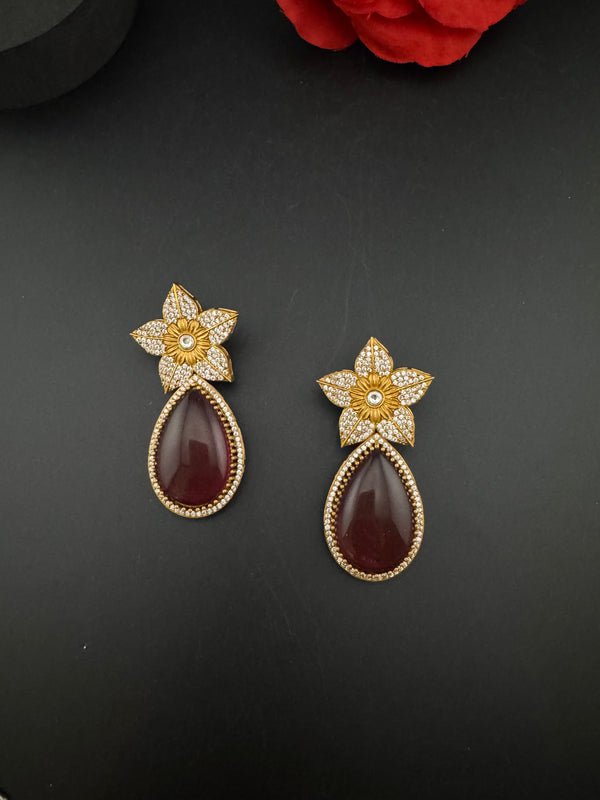 CZ and Gold, Doublet Stone Chandelier Drop Earrings, Bridal, Designer jewelry