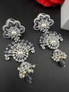 Premium Cubic Zirconia Pearl Chandelier Long earrings is designer Inspired, Statement Long Big earring, Bridal, Party, Wedding jewelry,