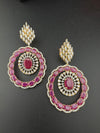Premium Stones, Cubic Zirconia in gold color is designer Inspired Statement Big Circular Dangle earring/Indian, Bridal, bridesmaid gift