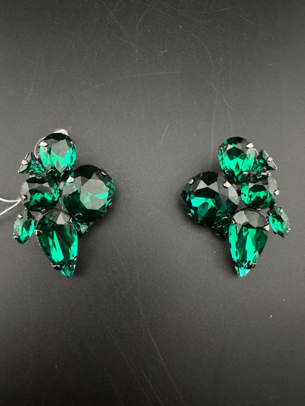 Crystals geometric shapes in unique setting Designer stud earrings, Indian Jewelry