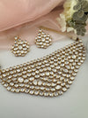 Kundan, Moissanite, CZFlexible Gold Bridal necklace set, Indian Bridal Jewelry