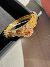 Peacock Amarapali inspired Moissanite Kundan, CZ, Stone Bracelet Bangle, Gold Polish (Fits 2.6" wrists)