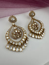 Gold with kundan, cubic zirconia chandbali Drop earrings, Indian Jewelry