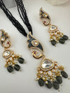 Kundan, CZ, MOP, Pearls, Hydro Beads Peacock Long necklace set, Rani haar, everyday wear jewelry