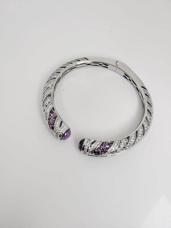 Openable Cuff bracelet with Stones, American Diamonds, crystal stones, CZ, Fits size upto 2.6"