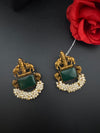 Amrapali inspired Matt Gold, Stone, pearls, Chandbali Earrings, designer jewelry