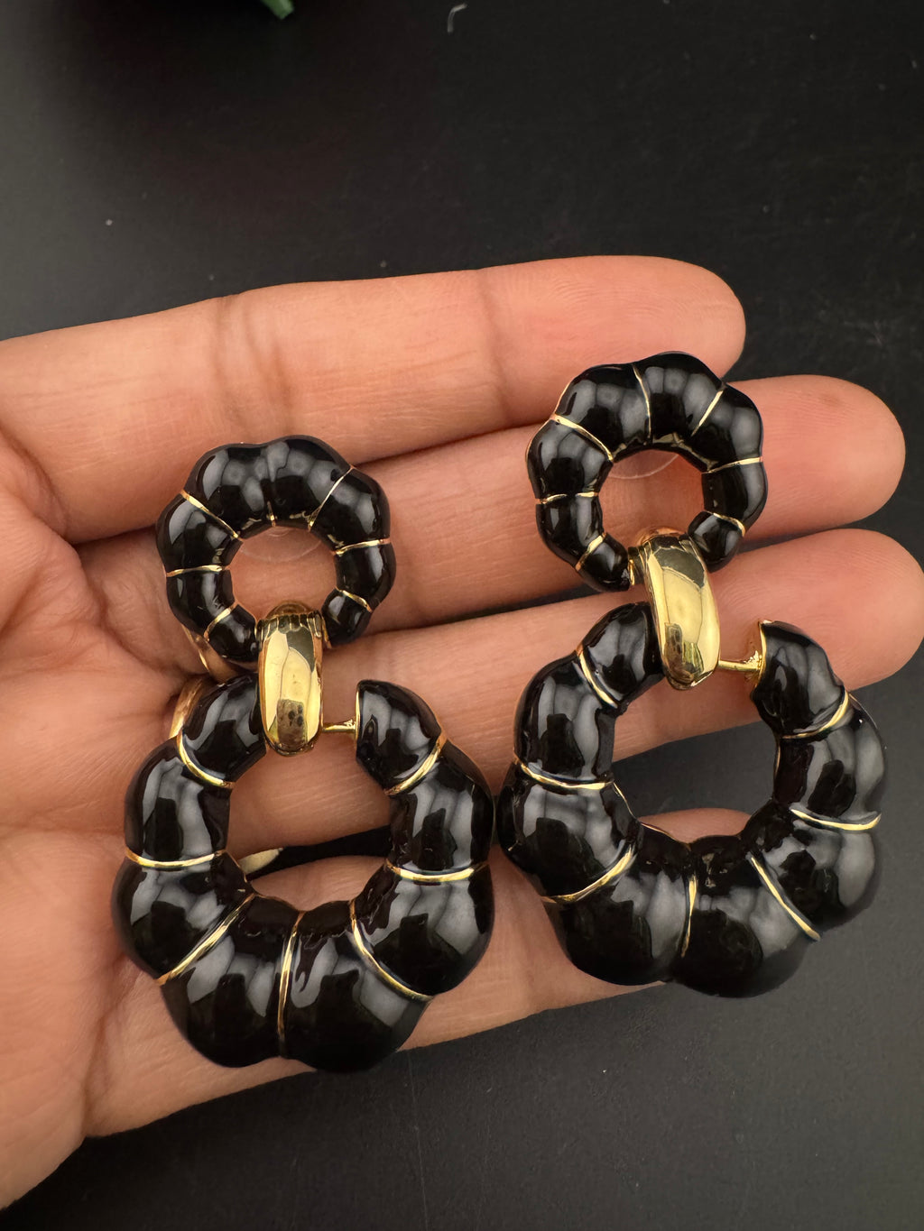 High Quality Premium Enamel and gold Designer Drop Earrings