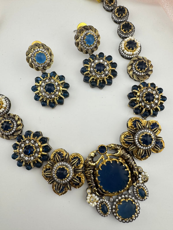 Pearl, CZ,Stones Sabyasachi inspired necklace set, Indian Bridal Jewelry set
