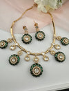 Enamel, Minakari, Kundan, CZ Gold plated Hasli necklace set, Indian Bridal Jewelry set