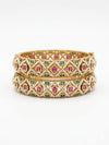 Pearls, Pachi Kundan, Openable Bracelet Bangle set of 2, Gold Polish