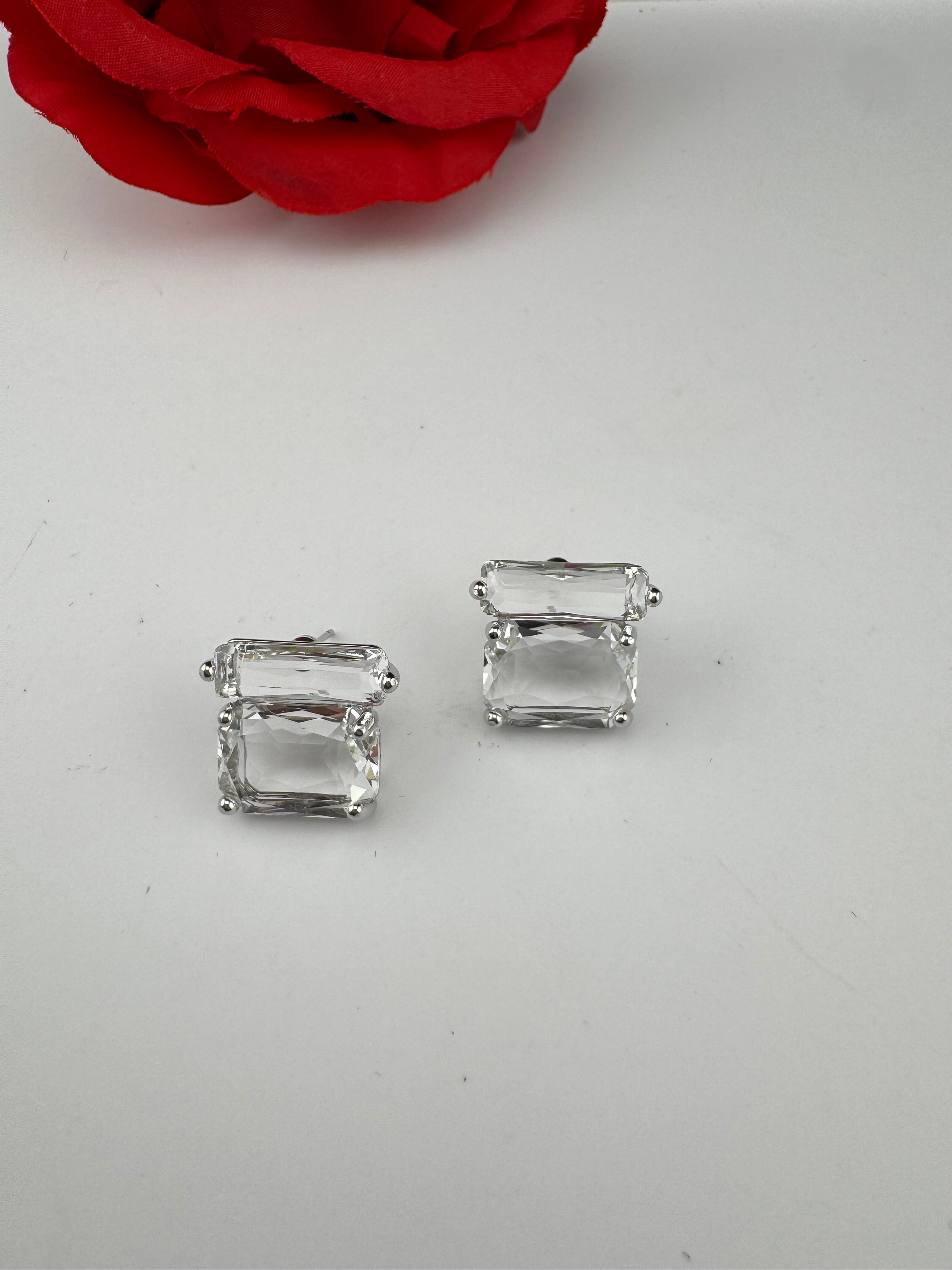 Premium designer Studs earring with clear glass stones, stylish, Statement Jewelry, jewelry for all ages, best for Bridesmaid Gift