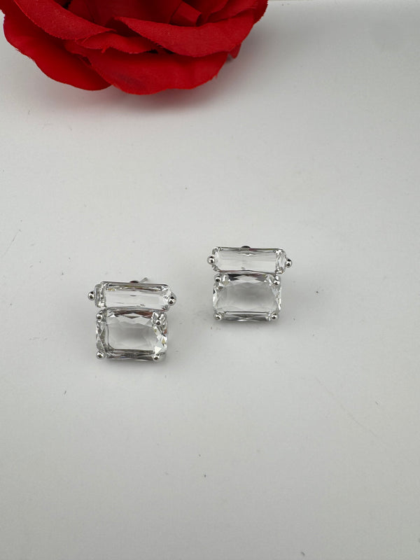 Premium designer Studs earring with clear glass stones, stylish, Statement Jewelry, jewelry for all ages, best for Bridesmaid Gift