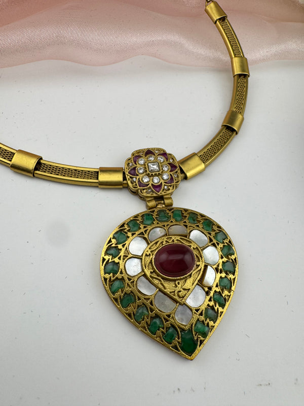 MOP, Cubic Zirconia, Stones Amrapali inspired necklace set, Indian Bridal Jewelry